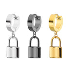 1 pair Fashion Simple Padlock Pendant Stainless steel lock Shaped Stud Earrings For Women Punk Hip Hop Style Ear
