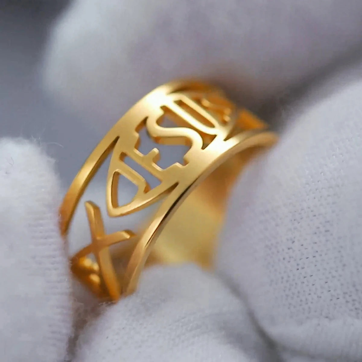 Jesus Fish Ring for Men & Women — Christian, Stainless Steel