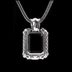 Classic Design Silver Inlaid Black Agate Pendant for Men Necklace Handsome and Domineering Keel Chain Charms Fashion Jewelry