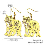 Cat Two-Tone Earrings Lovely Animal Hollow Hoop