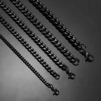HIYEE 3mm/4mm/5mm/6mm/7mm/8mm Black Color Stainless Steel Cuban Link Chains Classic Men Boy Curb Chunky Necklace 14 to 30 Inches
