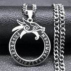 Dragon Viking Steel Pendant Nordic Rune Ouroboros