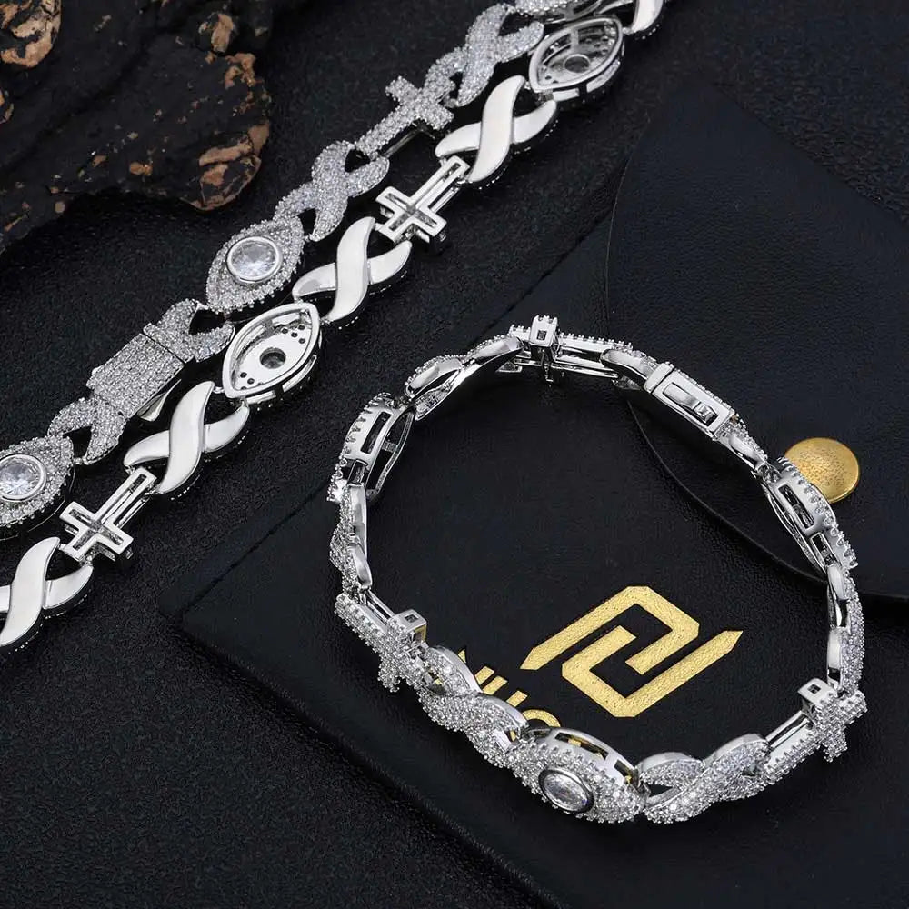 Cross Chain Necklace Iced Out Eye CZ Diamond