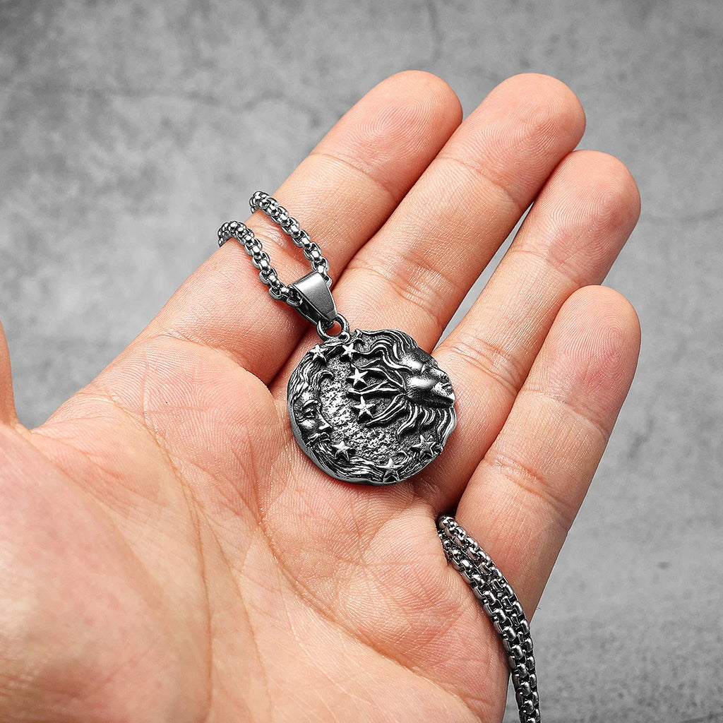 Greek Myth Sun Moon Pendant — Stainless Steel