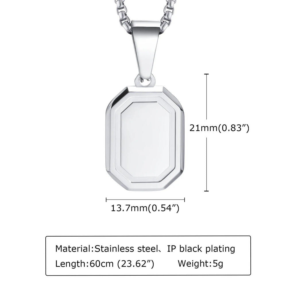 Men's Silver Color Geometric Pendant Necklace, Non Fading Stainless Steel Compass Necklace with Chain, Stylish Jewelry