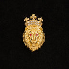 Lion Head Crown Pendant Necklace — Iced Out, Stainless Steel
