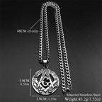 Steel Pendant Vintage Masonic Freemason Symbol