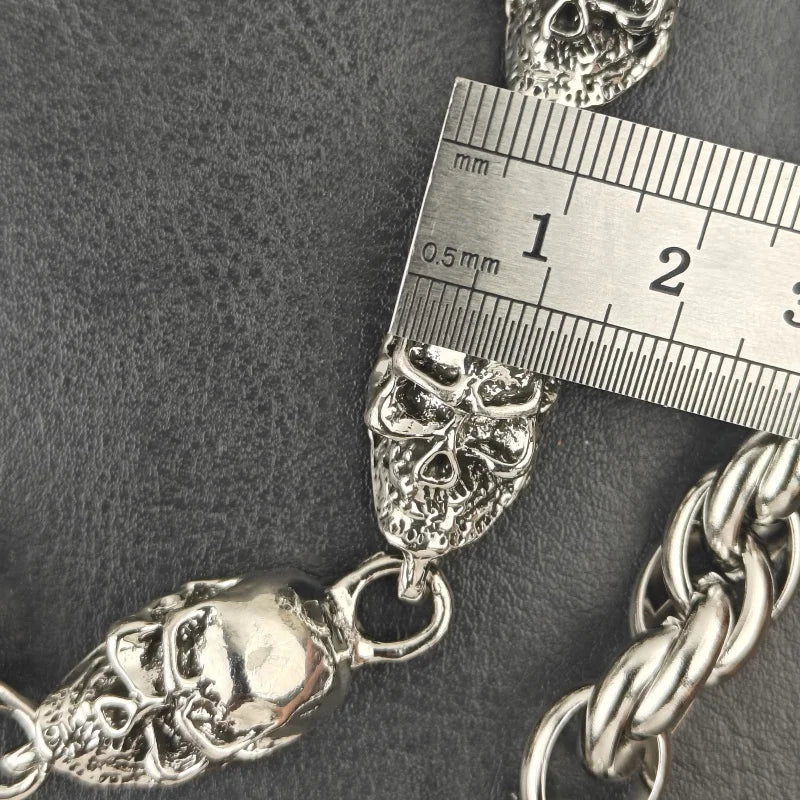 Skull Round Bead Biker Pants Chain — Stainless Steel