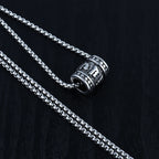 Silver Rune Bead Pendant Necklace Box Chain