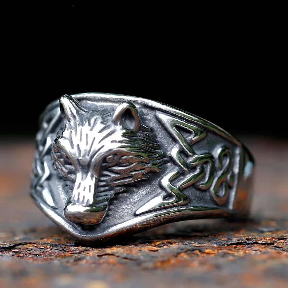 2023 New Fashion 316L Stainless Steel viking wolf head Ring Punk Women Men Unisex Serpent animal Jewelry free shipping