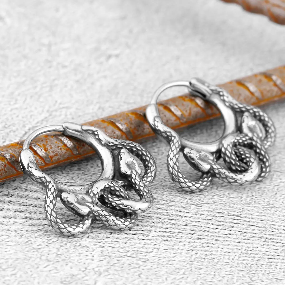 Nordic Viking Snake Tail Stud Earrings Amulet — Stainless Steel