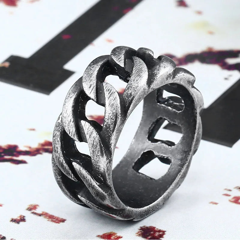 Wide Twist Knitting Ring — Stainless Steel