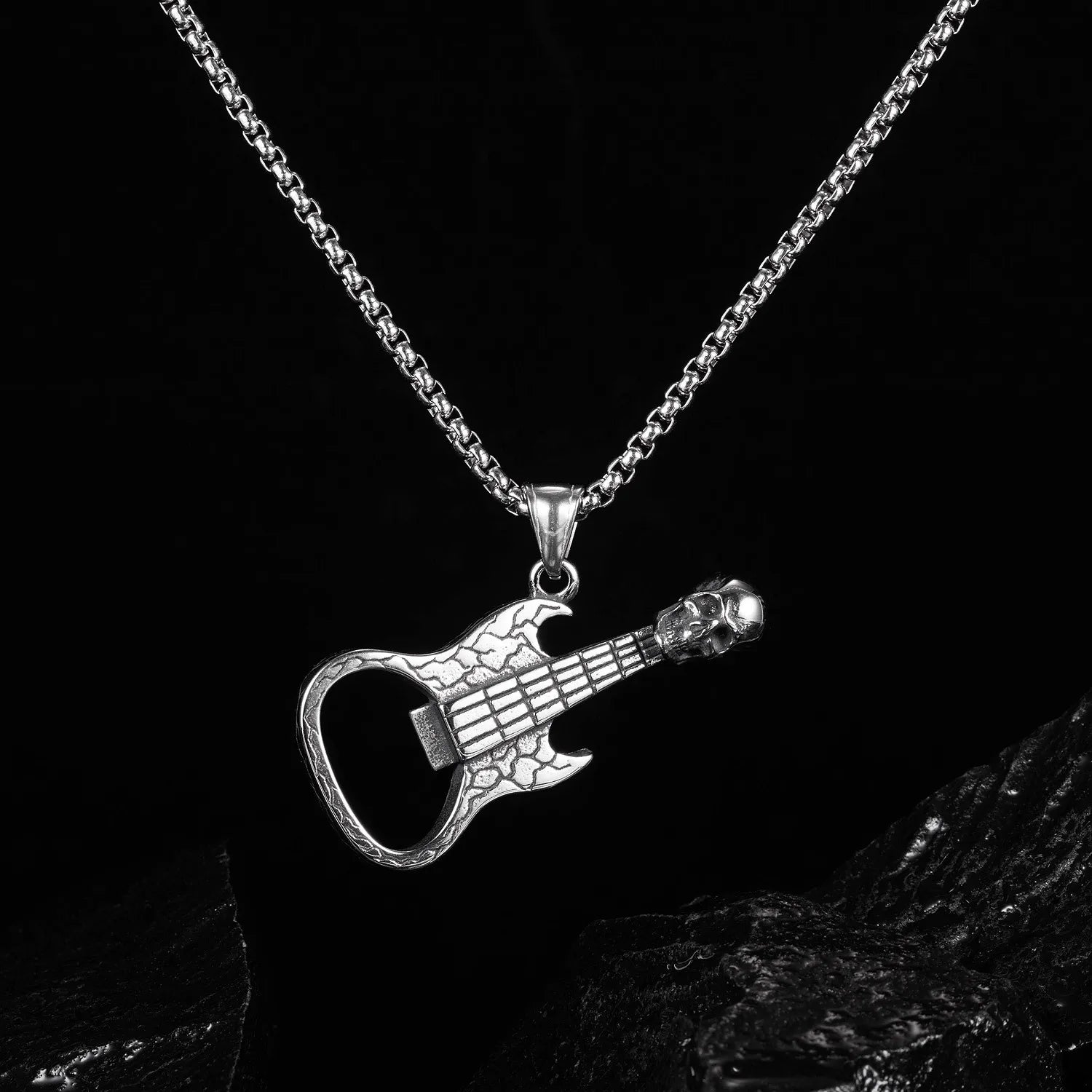 Skull Guitar Steel Pendant European American