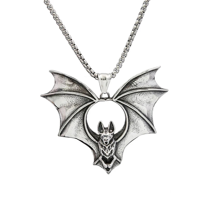 Gothic Bat Stainless Steel Pendant Necklace