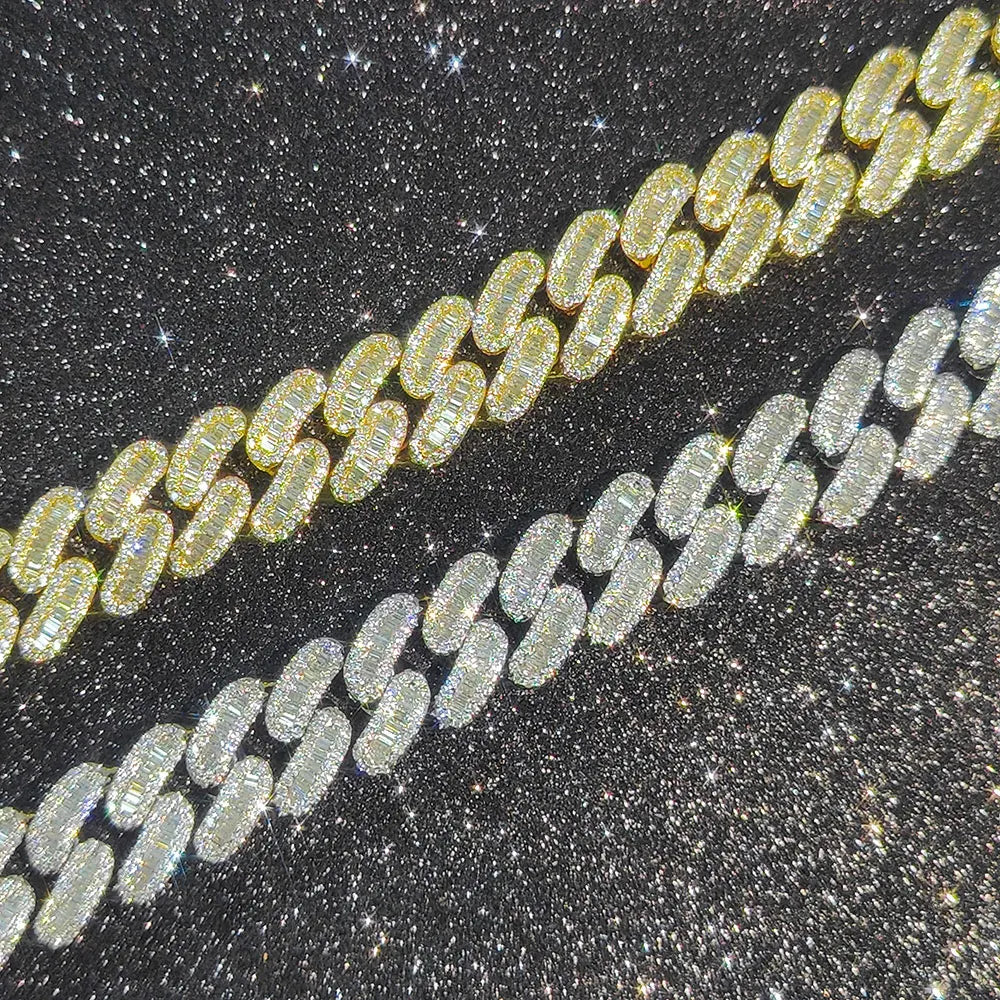 925 Silver Cuban Moissanite Chain Necklace 15MM VVS