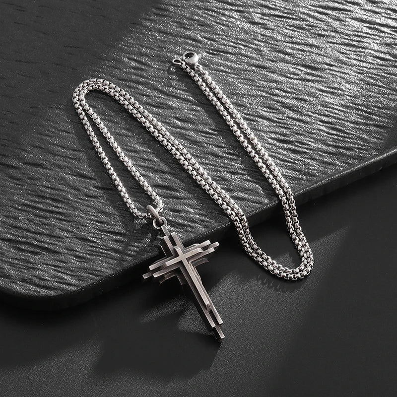 Vintage Catholic Cross Pendant Necklace — Amulet