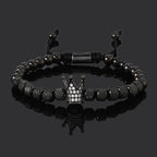 Luxury Stainless Steel Beads Royal Gold Crown Charm Man Bracelet Handmade Women Jewelry Gift