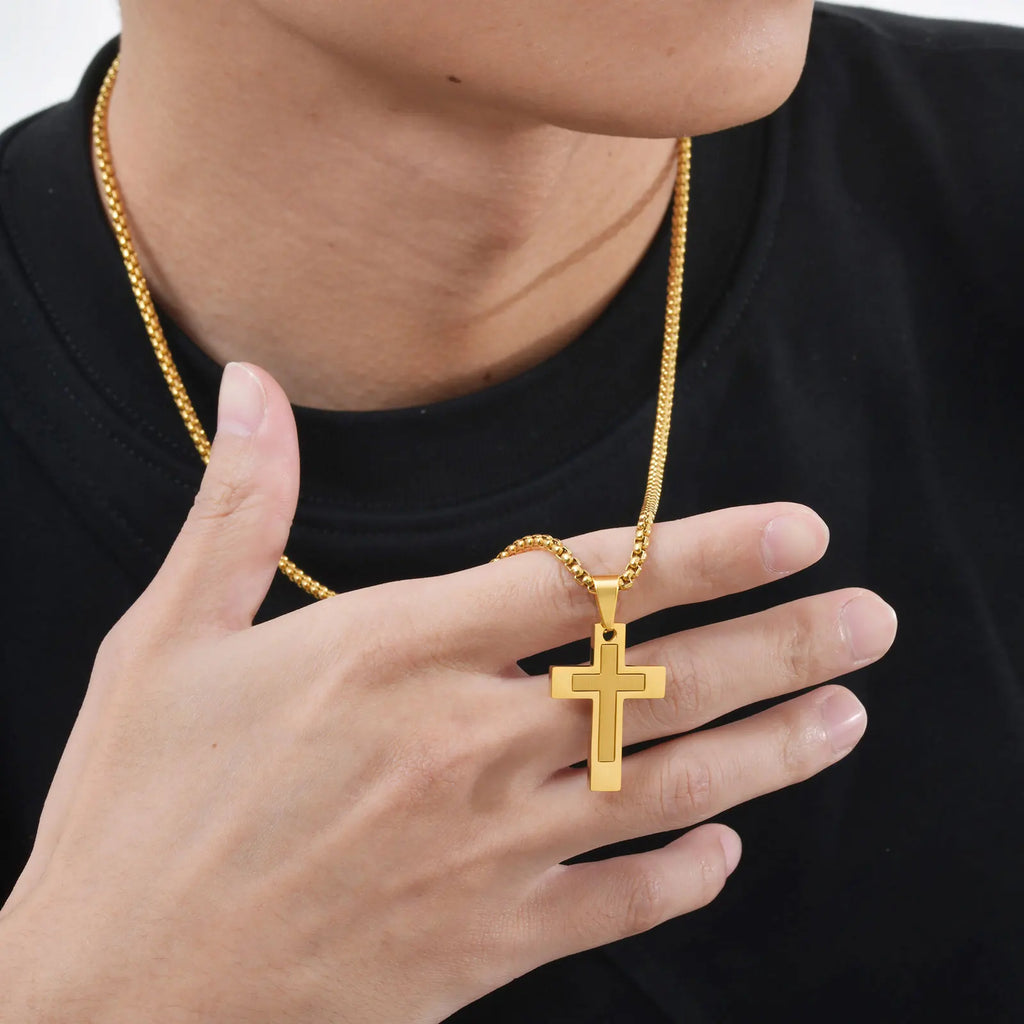 Cross Pendant Necklace — Stainless Steel