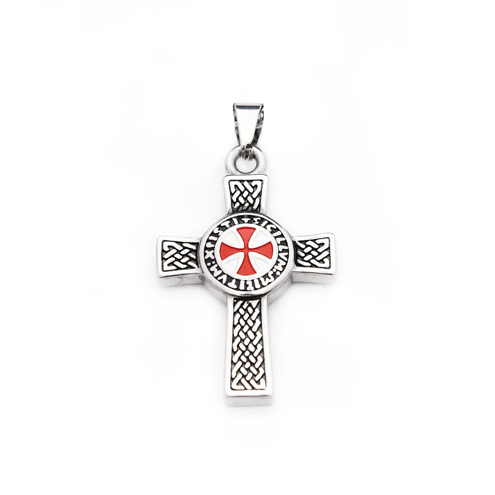 Cross Shield Pendant — Stainless Steel