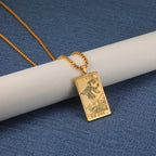 Dawapara The Major Arcana Tarot Cards Vintage Amulet Pendant Necklaces Box Chain Men Jewelry Stainless Steel Golden