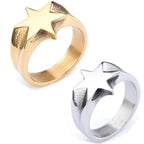 Simple Six-Point Star Band Ring — Stainless Steel