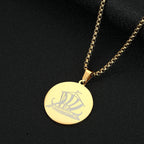 Viking Calendar Rune Medallion Pendant Necklace — Stainless Steel