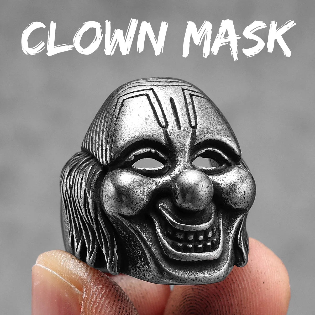 Clown Skull Ring Black — Stainless Steel