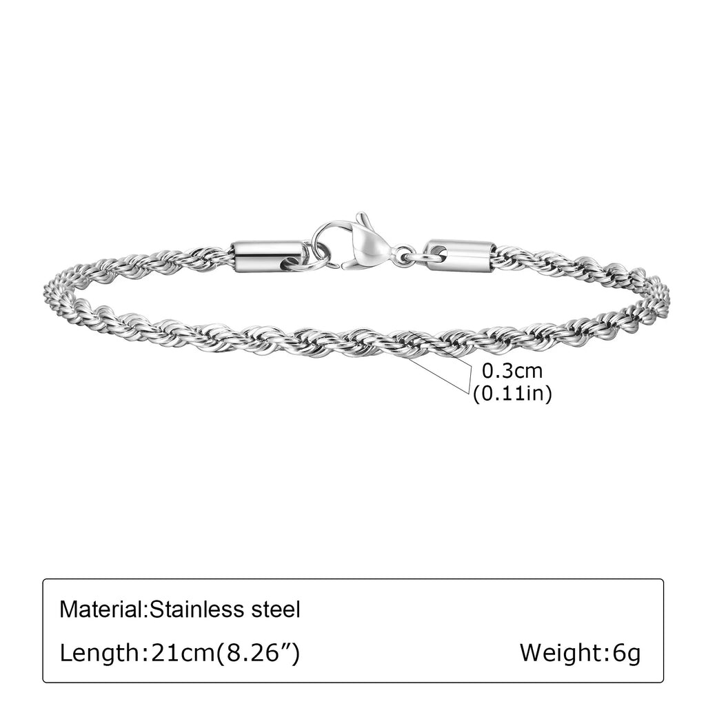 Braided Link Chain Bracelet — Silver