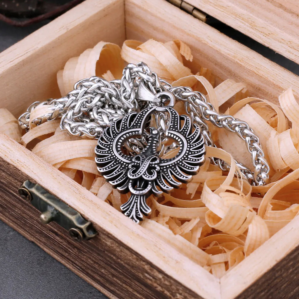 Mens Stainless Steel Animal Phoenix Totem Necklace Hip Hop Rock Biker Vintage Pendant Necklace Fashion Charm Jewelry