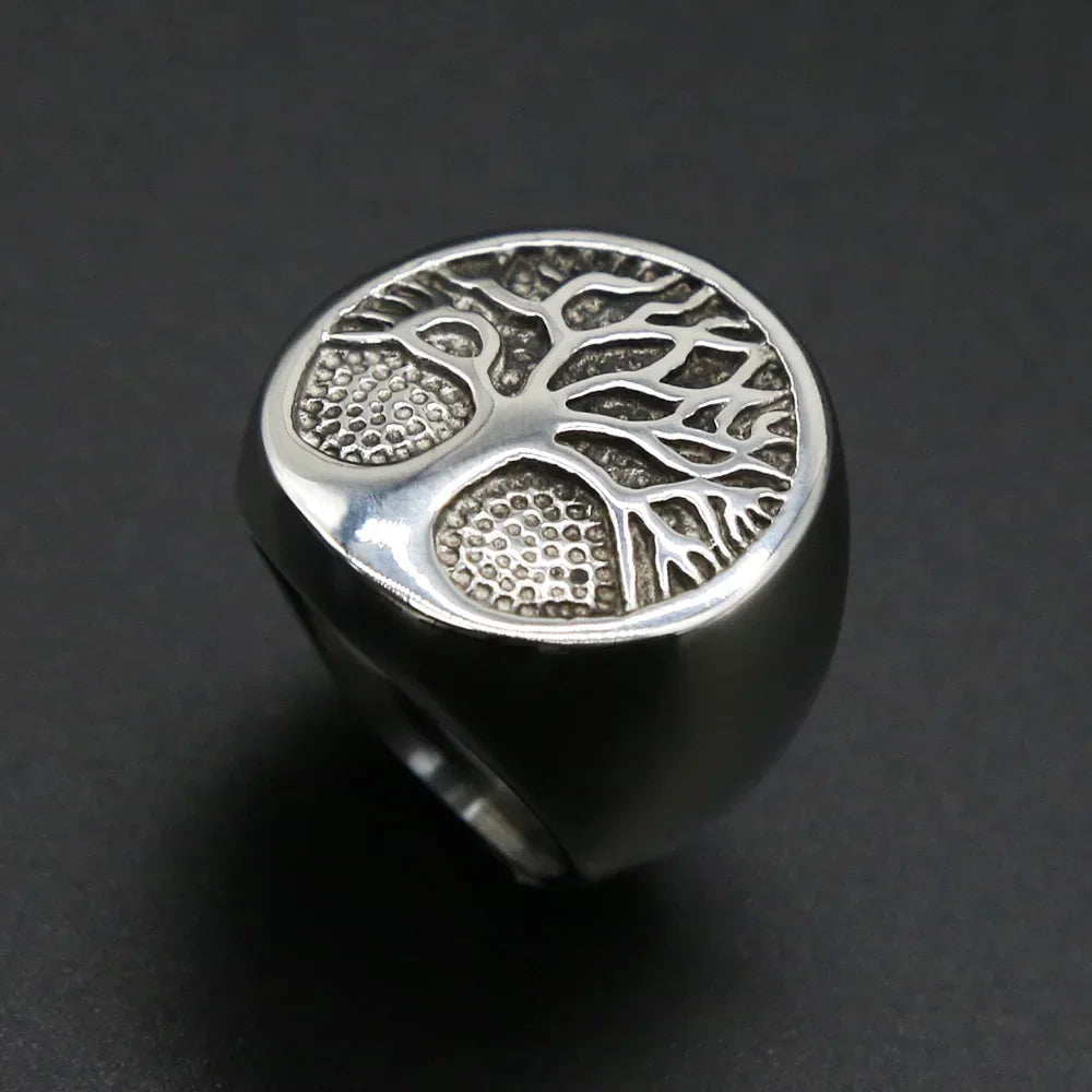 Viking Tree of Life Amulet Ring for Men — Stainless Steel