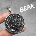 Viking Bear Head Claw Coin Pendant Necklace — Stainless Steel