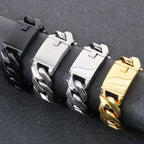 Classic 24MM Width Curb Cuban Link Chain Men Bracelet for Man Matte Brushed Stainless Steel Men's Bracelets Massive