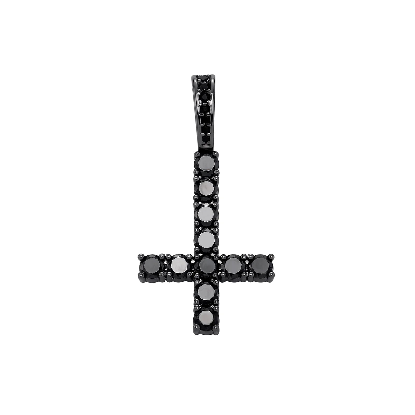 JINAO New Upside Down CROSS Pendant PINK Black Iced Out Cubic Zirconia Men's Necklace Hip Hop Fashion Jewelry For Gift