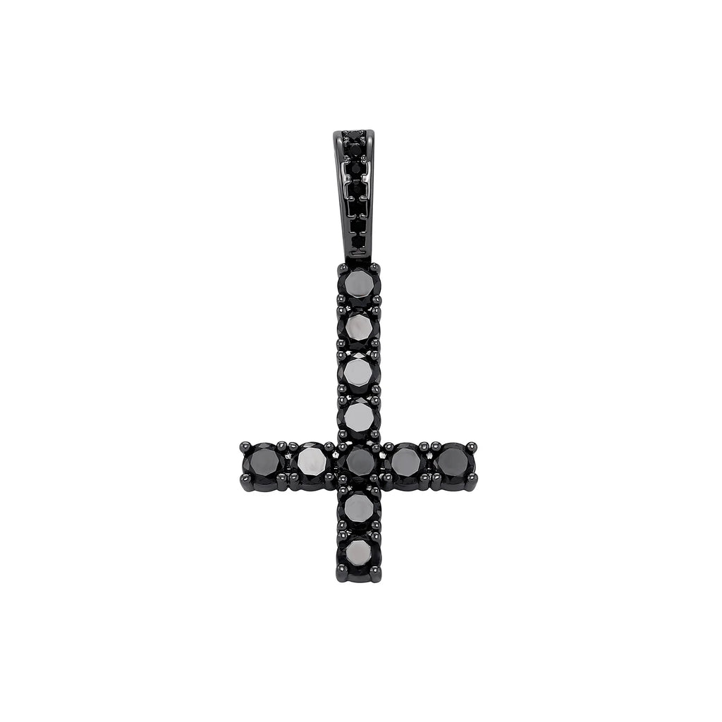 JINAO New Upside Down CROSS Pendant PINK Black Iced Out Cubic Zirconia Men's Necklace Hip Hop Fashion Jewelry For Gift