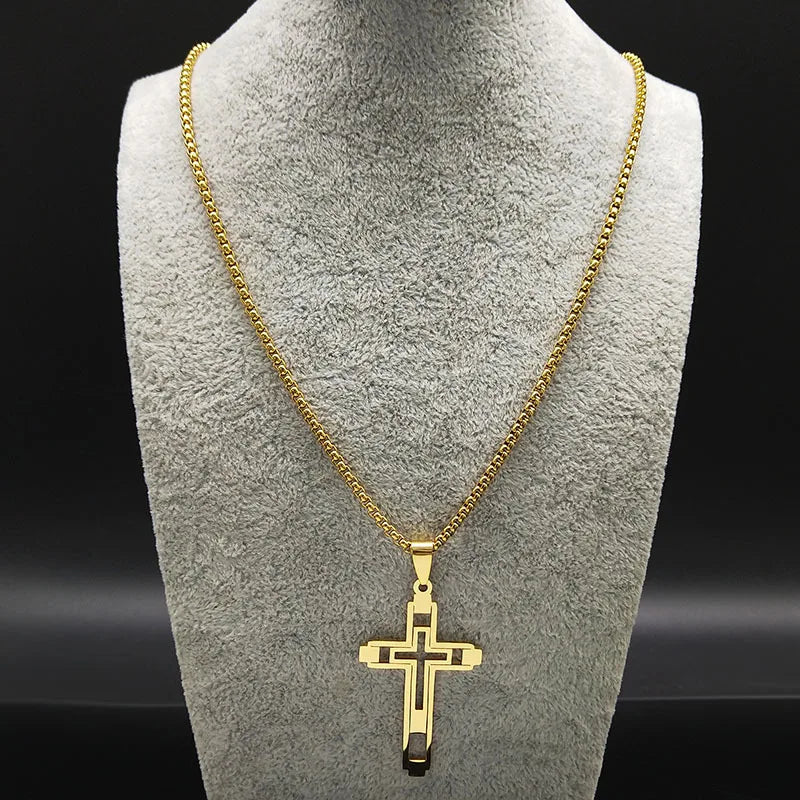 Cross Steel Pendant Hollow Religion