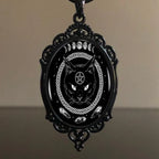 Gothic Crow Black Forest Charm Necklace Fashion Witch Jewelry Gift Pagan Cross Black Cat Skull Glass Pendant Necklace