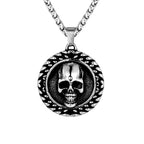 Viking Double-Sided Skull Pendant Necklace — Stainless
