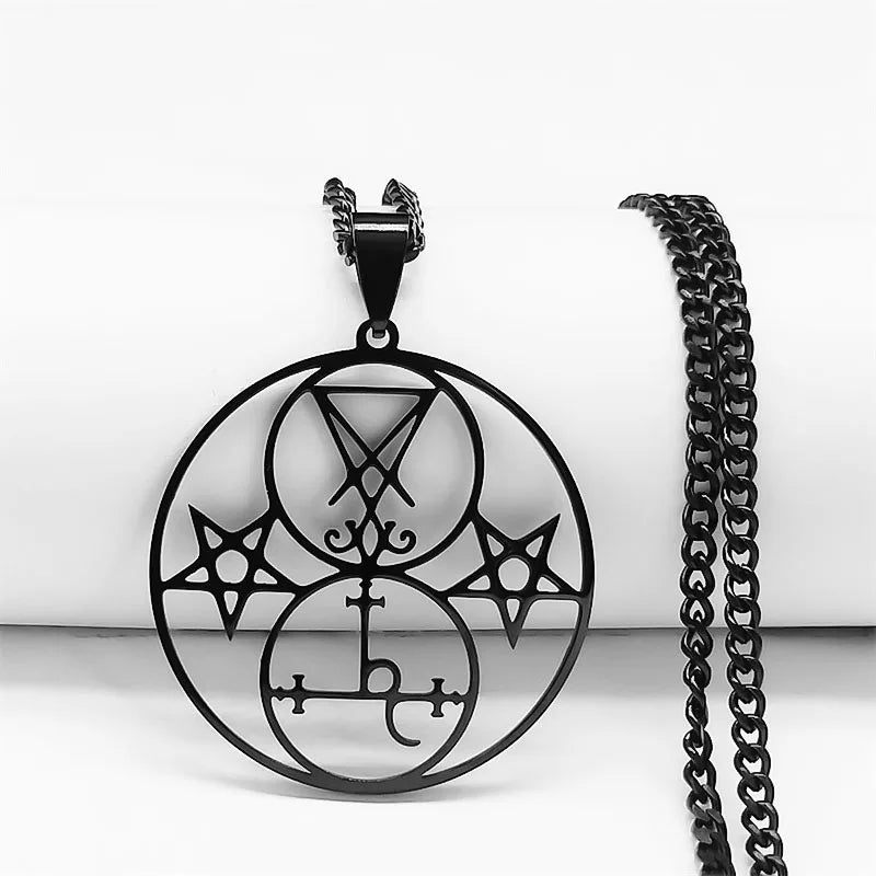 Lilith Sigil of Lucifer Pentagram Necklace — Stainless Steel