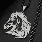 Classic Horse Head Male Chain For Women Men Stainless Steel Silver Color Hiphop Animal Pony West Cowboy Pendant