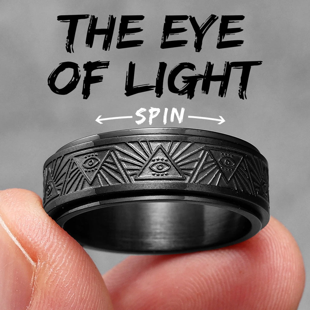 Illuminati Eye Spinner Ring — Stainless Steel