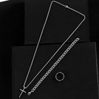 3pcs Stainless Steel Suit Jewelry Set For Men, Hip-hop Cross Pendent Necklace, Bracelet And Ring Set