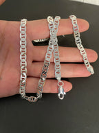 925 Sterling Silver Necklace 6mm Side Z-Shaped Necklace for Men and Women Jewelry Gift 45-60cm