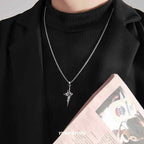 Hip Hop Lava Cross Pendant Necklace For Man Woman Non Fading Titanium Steel Pendant Clavicle Sweater Chain New Couple Jewelry