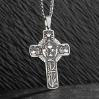 Jesus Christ Cross Mens Necklace Gold Color Cross Religious Pendant Necklace Accessory Chain Accessories