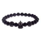 Black CZ Pave Ball Beaded Bracelet for Men — Adjustable Weave