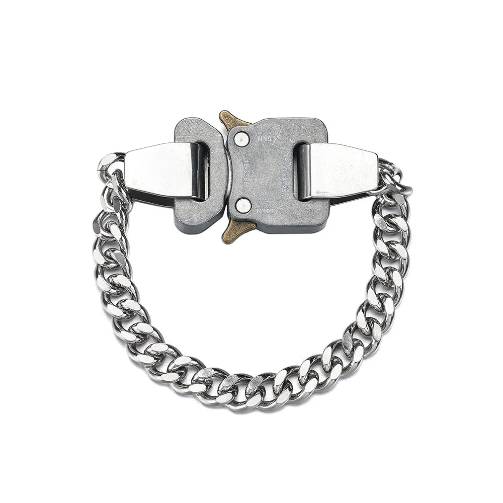 Hip-hop Functional Buckle Thick Chain Metal Lock Necklace Bracelet Personality Street Men and Women Accessories Gift