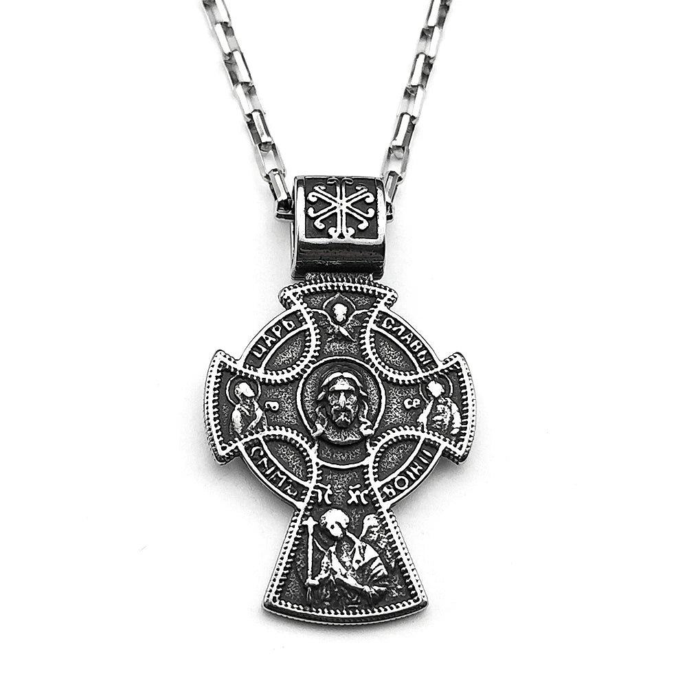 Orthodox Jesus Crucifix Cross Pendant — Stainless Steel