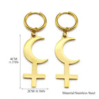 Cross Moon Gold Earrings Crescent Inverted Astrological