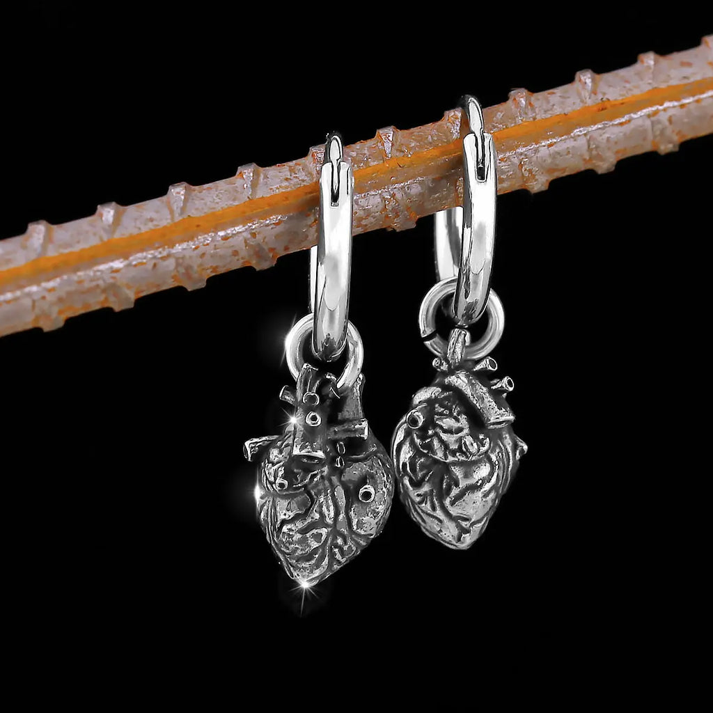 Viking Heart Shape Stud Earrings Nordic Amulet — Stainless Steel