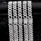14 MM Prong Cuban Link Chain Necklace For Men Hip Hop Iced Out Bling Luxury Full Rhinestone Paved Necklace Rapper